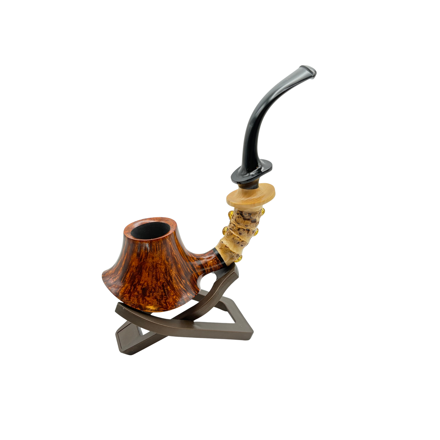 C Pipe Freehand Bent Volcano W/ Bamboo Shank