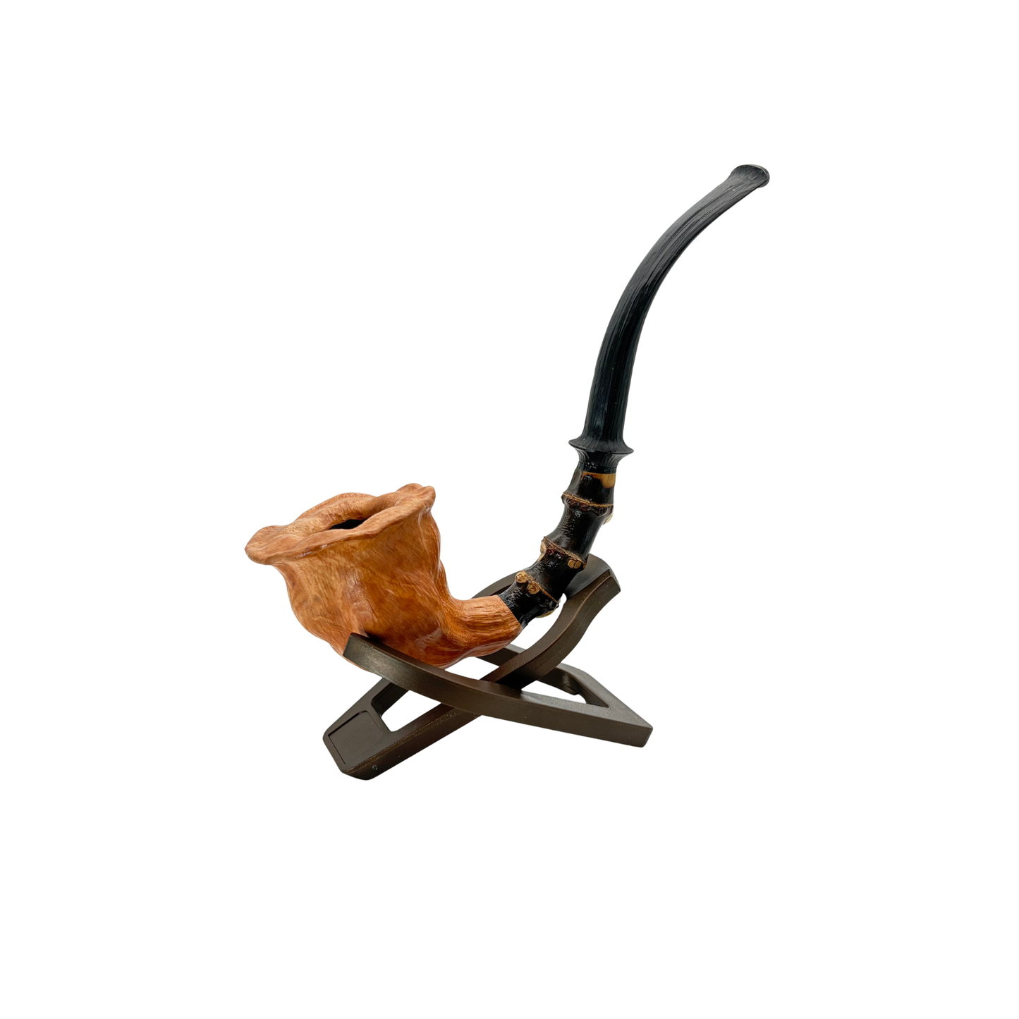 C Pipe Freehand Bent Tulip W/Bamboo Shank