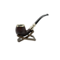 C Pipes Artisan Sandblasted Bent Billiard with Silver Accents