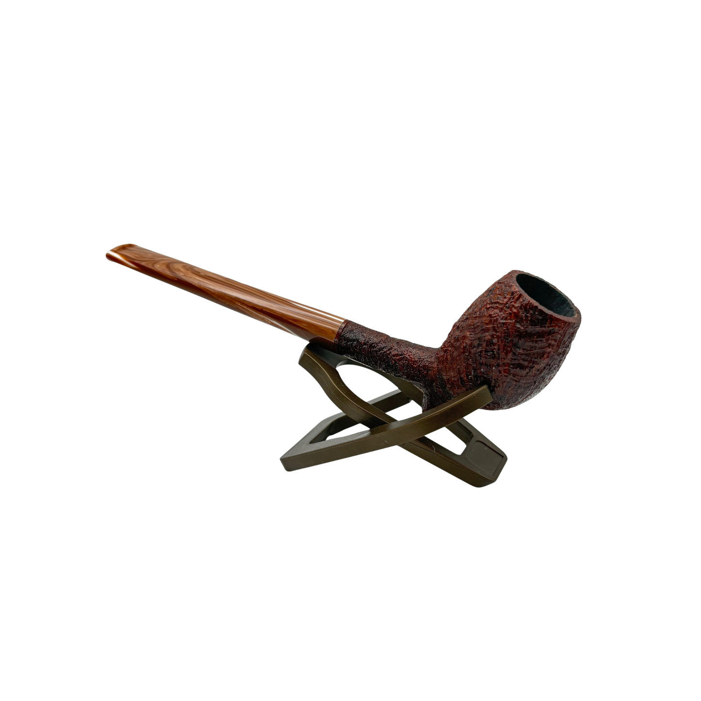 Briar Works Classic Brown Sandblasted with Brown and White Swirl stem