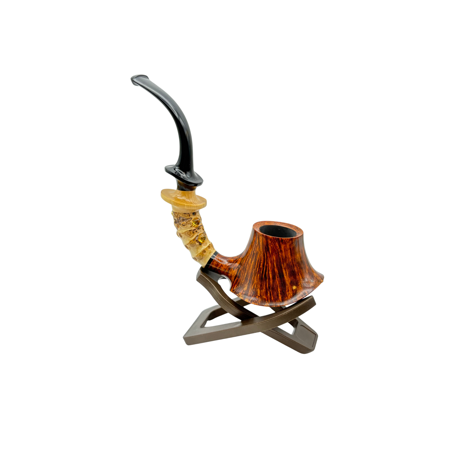 C Pipe Freehand Bent Volcano W/ Bamboo Shank