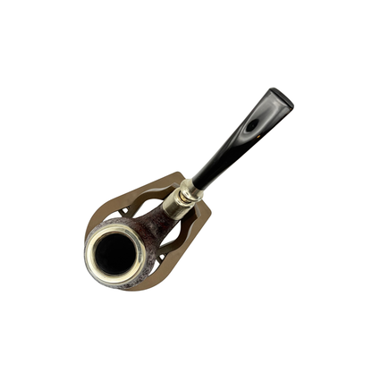 C Pipes Artisan Sandblasted Bent Billiard with Silver Accents