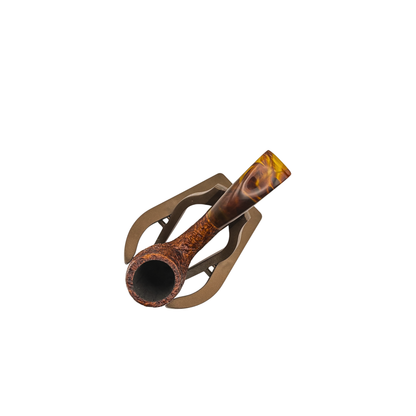 BriarWorks Classic Petite Bent Rusticated Billiard Pipe w/ Brown Swirl Stem