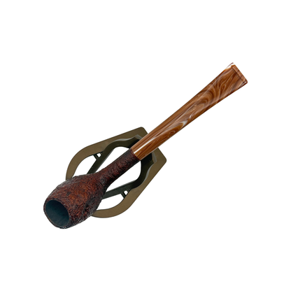 Briar Works Classic Brown Sandblasted with Brown and White Swirl stem
