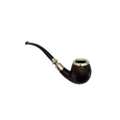 C Pipes Artisan Sandblasted Bent Billiard with Silver Accents