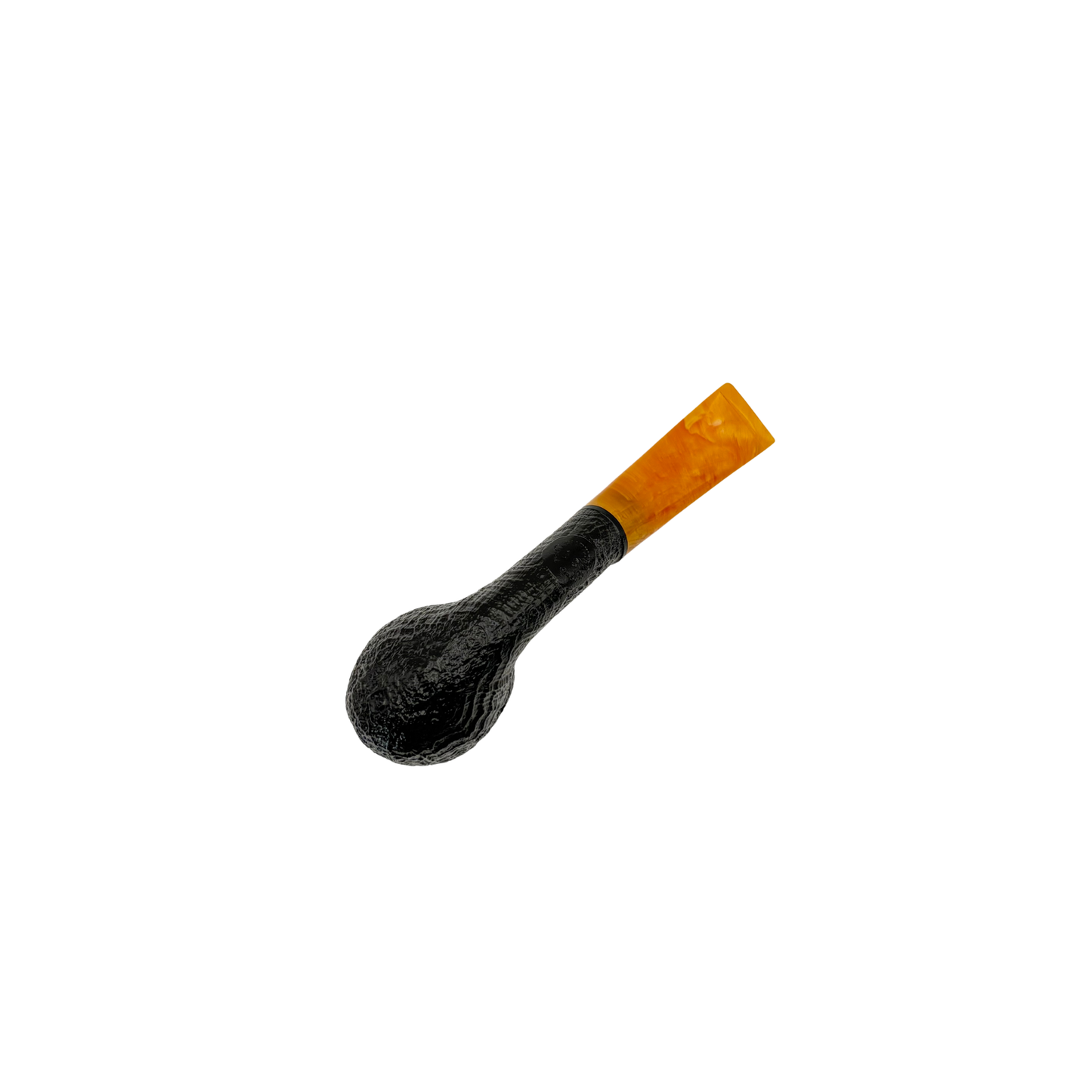 BriarWorks Classic Petite Bent Rusticated Billiard Pipe w/ Orange Swirl Stem