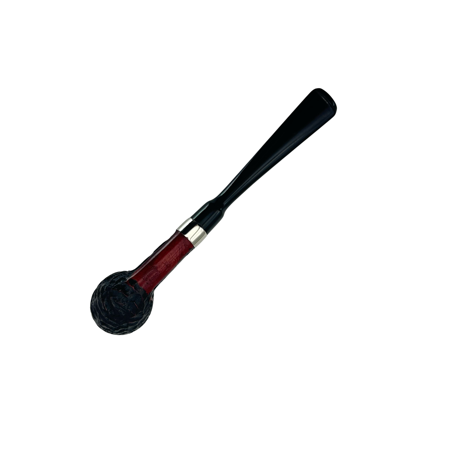 Peterson Pipes: Speciality Rusticated Nickel Mounted Belgique Fishtail