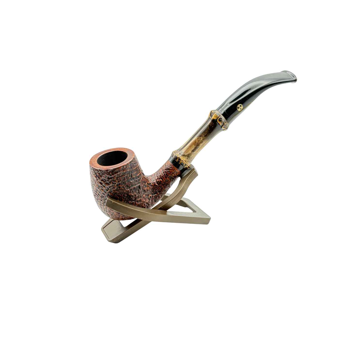 Rattray's Pipes: Bamboo Sandblasted Brown Bent Billiard