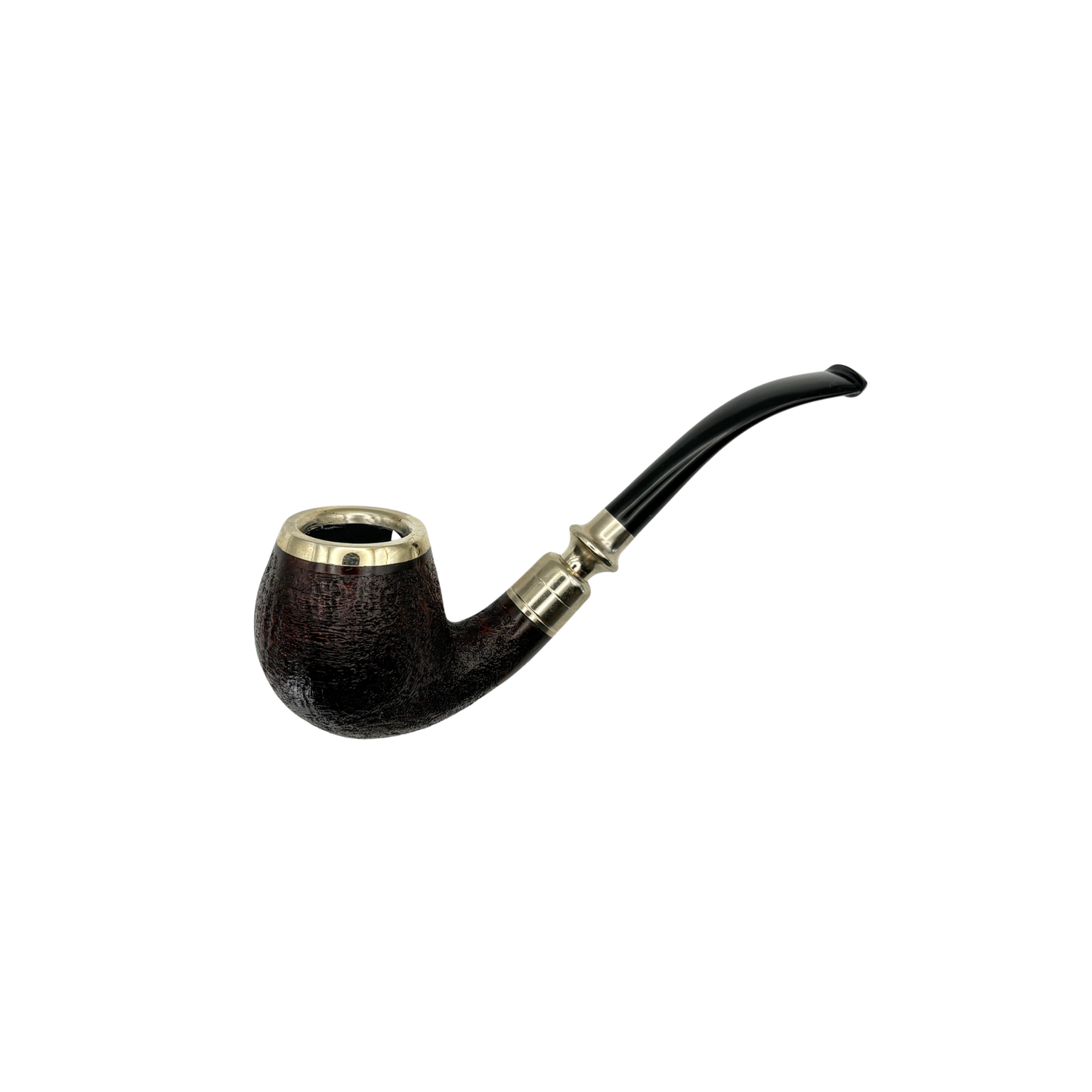 C Pipes Artisan Sandblasted Bent Billiard with Silver Accents