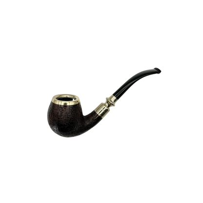 C Pipes Artisan Sandblasted Bent Billiard with Silver Accents