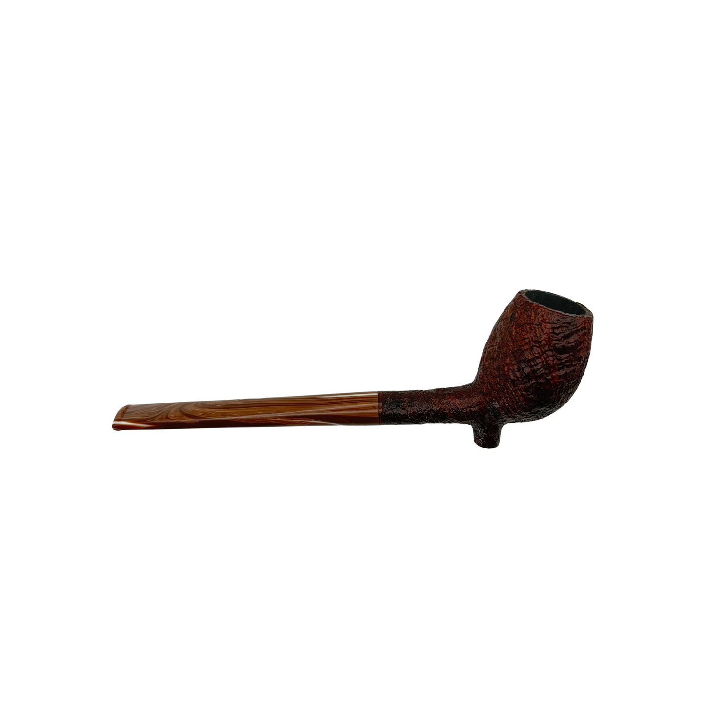 Briar Works Classic Brown Sandblasted with Brown and White Swirl stem