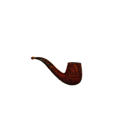 BriarWorks Classic Petite Bent Rusticated Billiard Pipe w/ Brown Swirl Stem