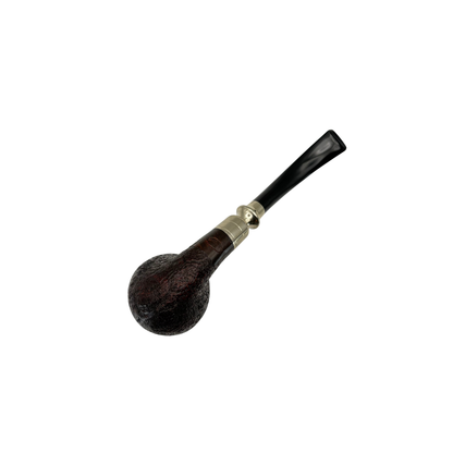 C Pipes Artisan Sandblasted Bent Billiard with Silver Accents