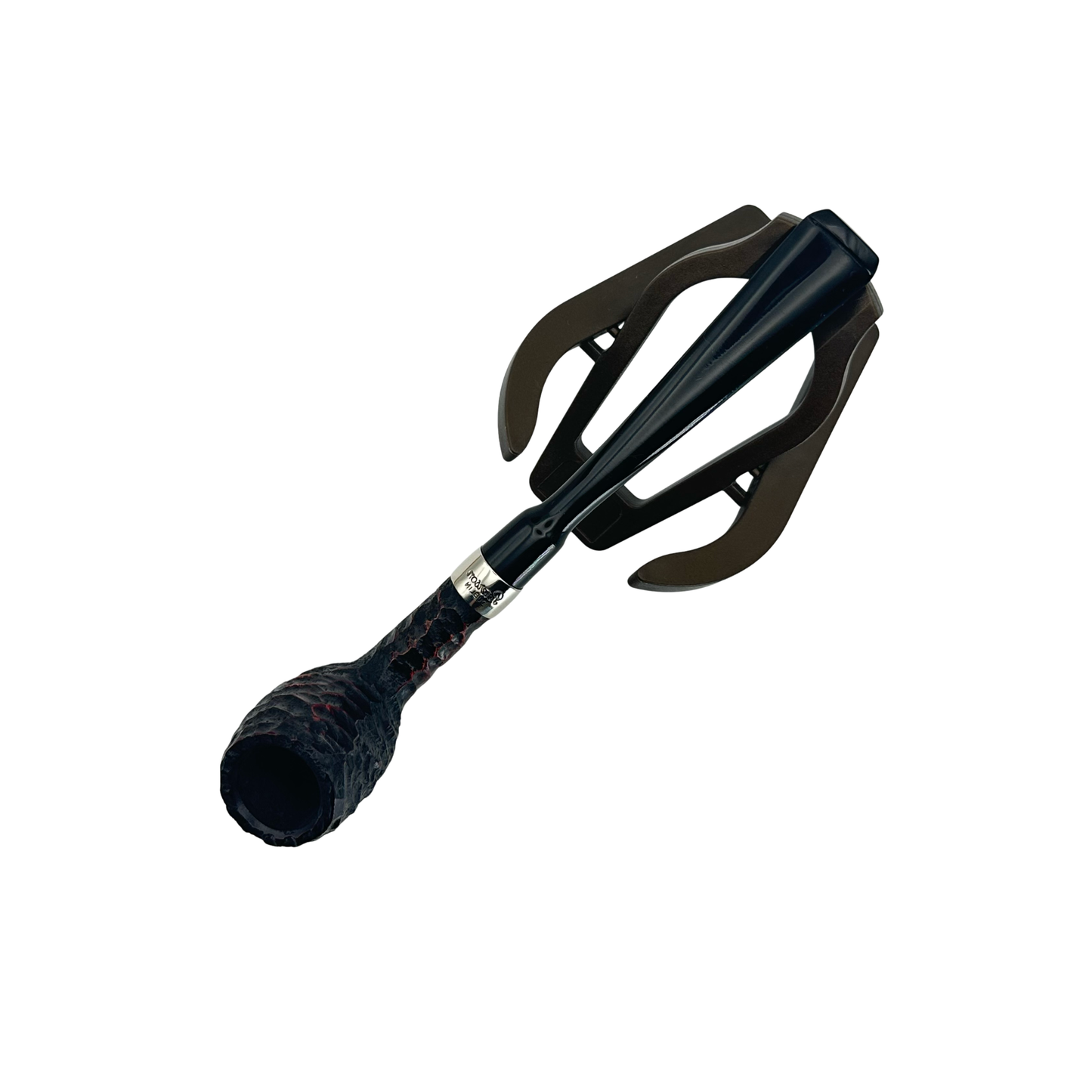 Peterson Pipes: Speciality Rusticated Nickel Mounted Belgique Fishtail
