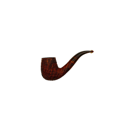 BriarWorks Classic Petite Bent Rusticated Billiard Pipe w/ Brown Swirl Stem