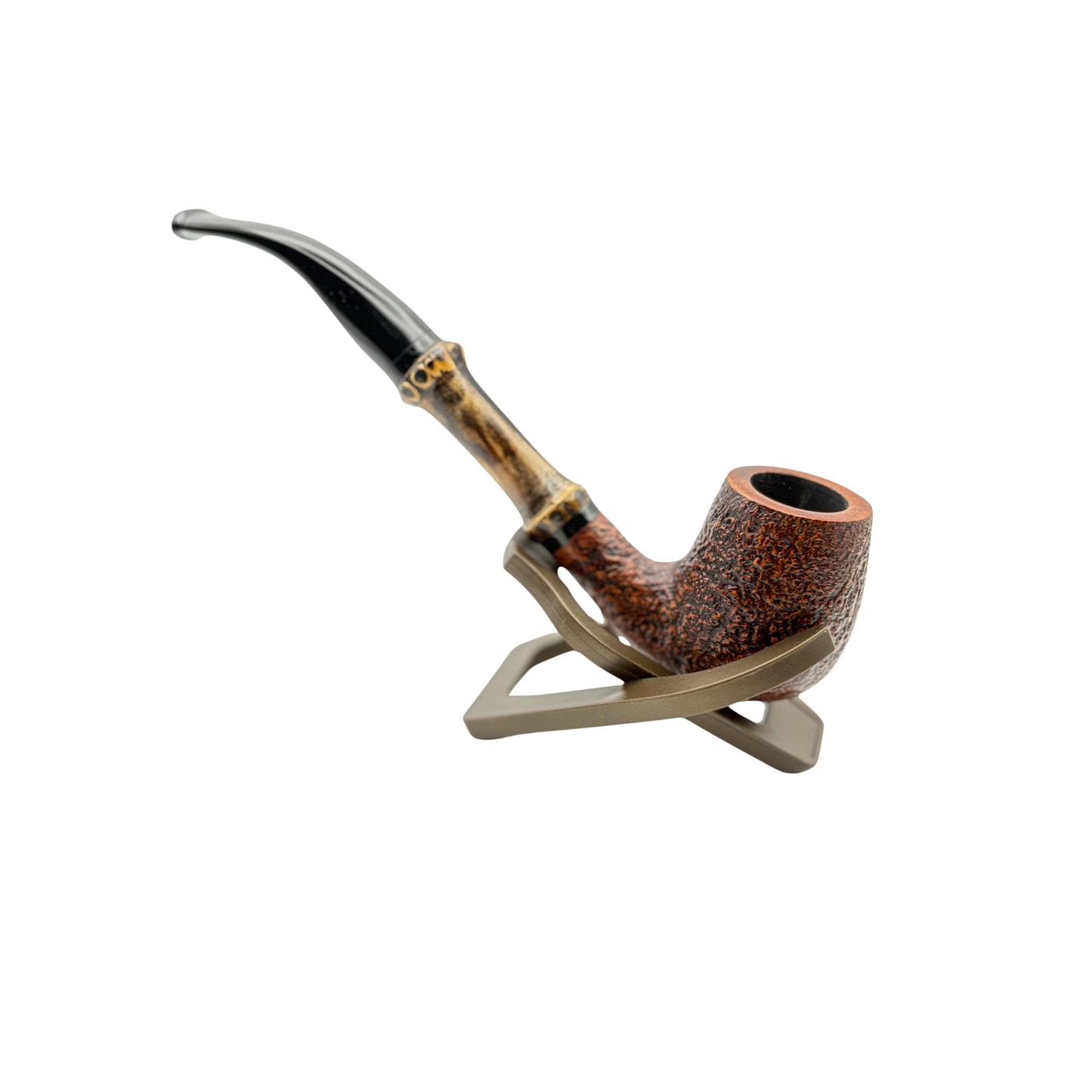 Rattray's Pipes: Bamboo Sandblasted Brown Bent Billiard