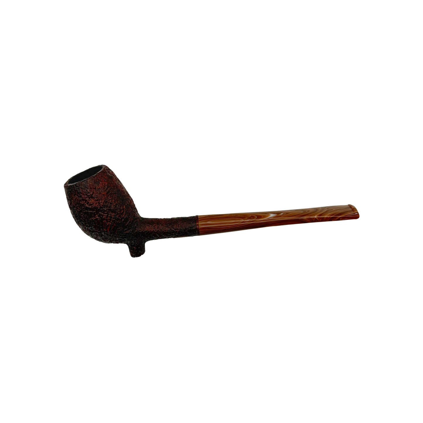 Briar Works Classic Brown Sandblasted with Brown and White Swirl stem